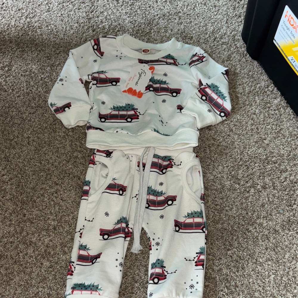Kids Festive Car Print Matching Set